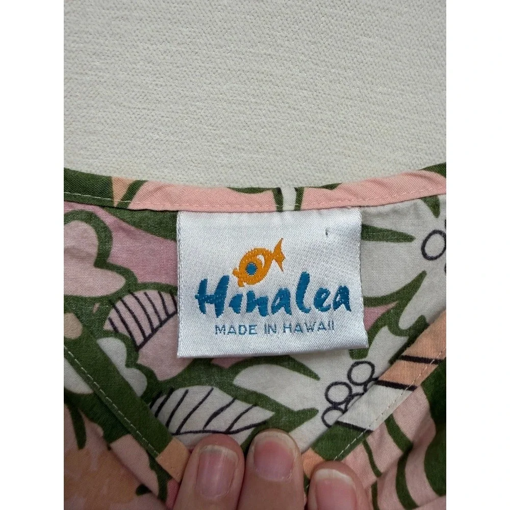 Vintage Hinalea Kids Hawaiian Tropical Floral Cotton Dress Size 8 Made in Hawaii